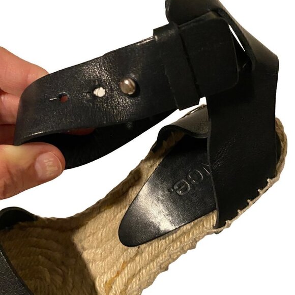 Vince Sophie Leather Espadrille Wedge size EU 36 US 6 Black Jute Rope - Picture 9 of 13